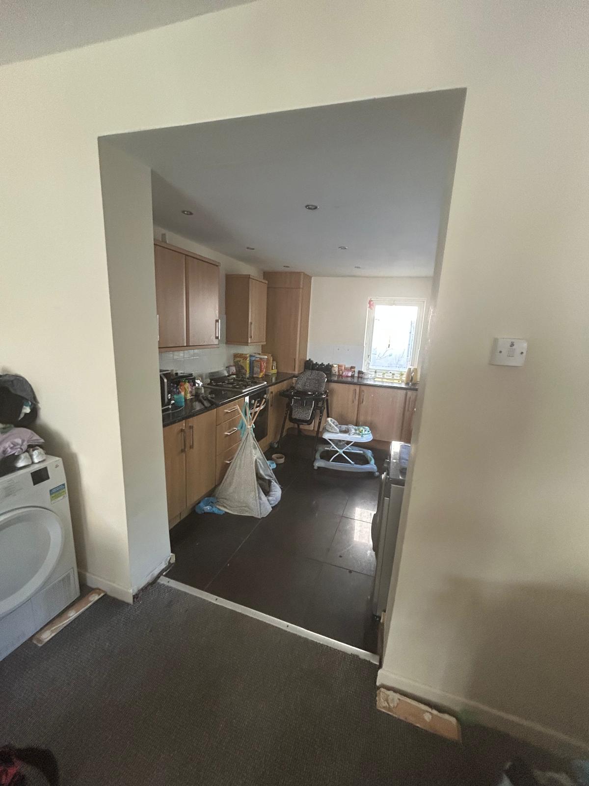 Original door before residential fire door installation by D2 Joinery Merseyside