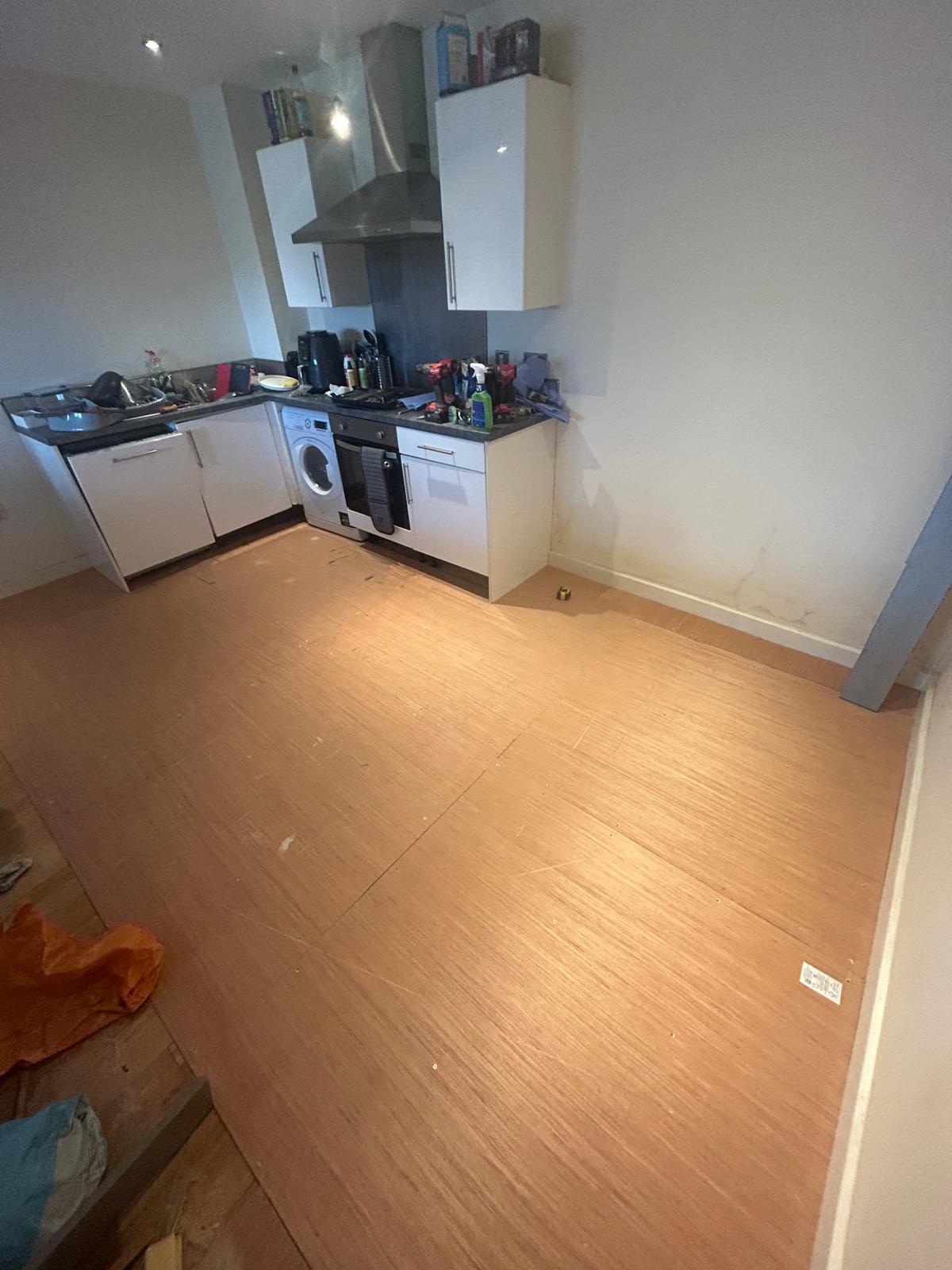 Before — Kitchen flooring installation