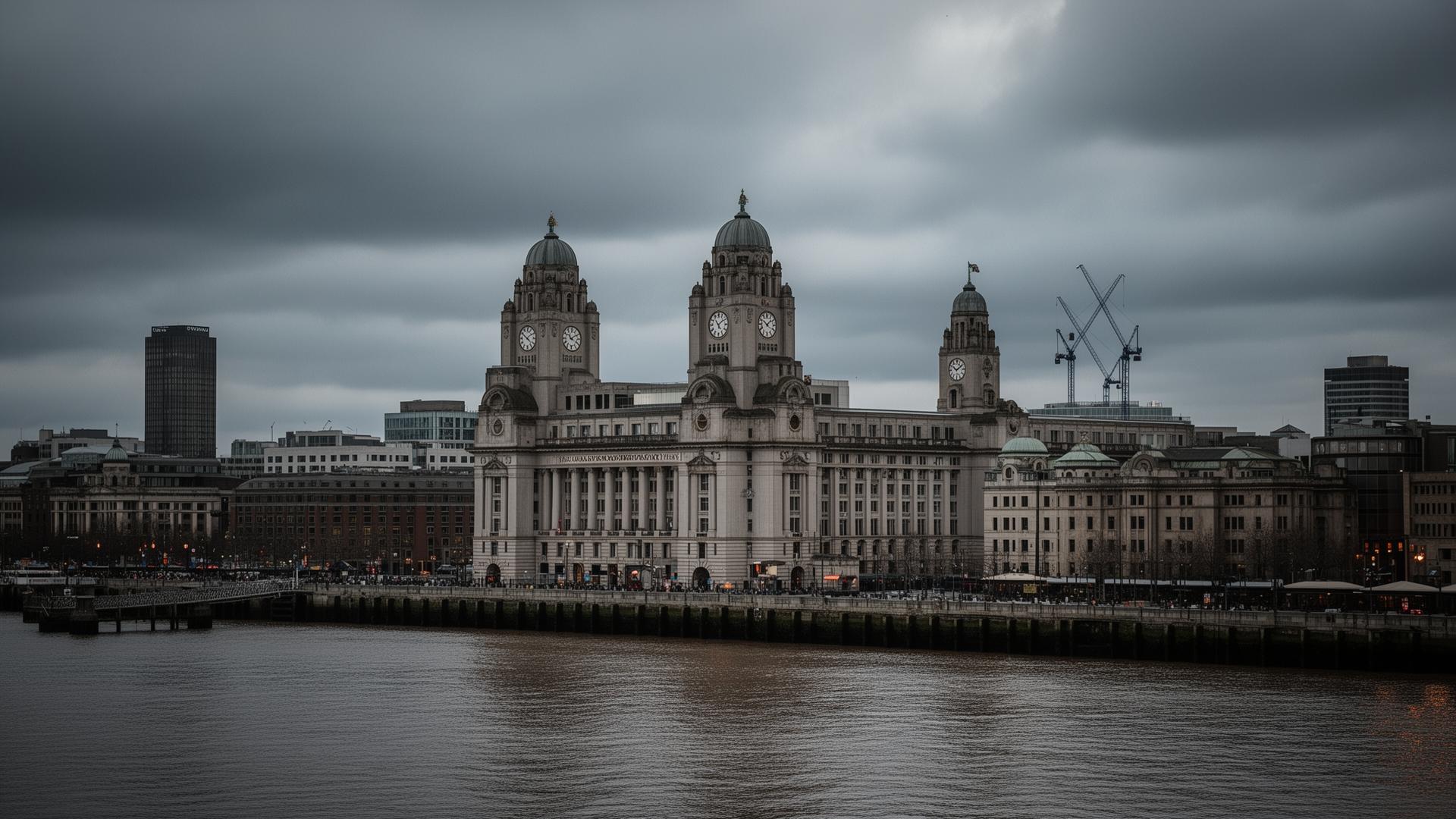Liverpool waterfront skyline with the Royal Liver Building — D2 Joinery fire doors and joinery across Liverpool